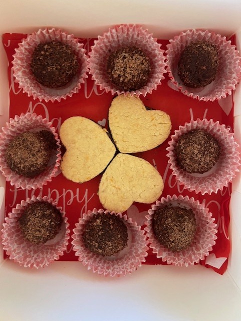 Chocolate Balls with Heart-Shaped Cookies